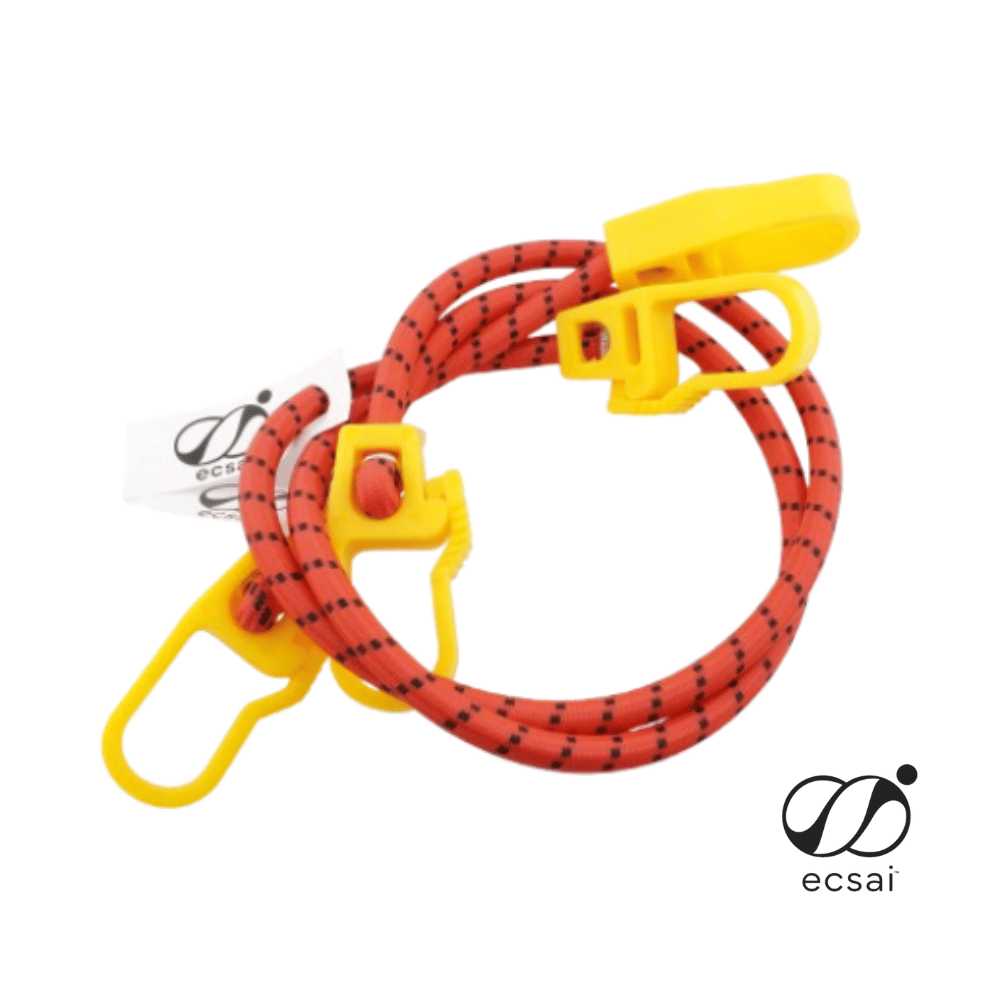 สายรัดยางยืด พร้อมตะขอพลาสติก ECSAI ขนาด 8 มม. ยาว 80 ซม.&nbsp;สีแดง-ดำ (แพค&nbsp;2&nbsp;ชิ้น)